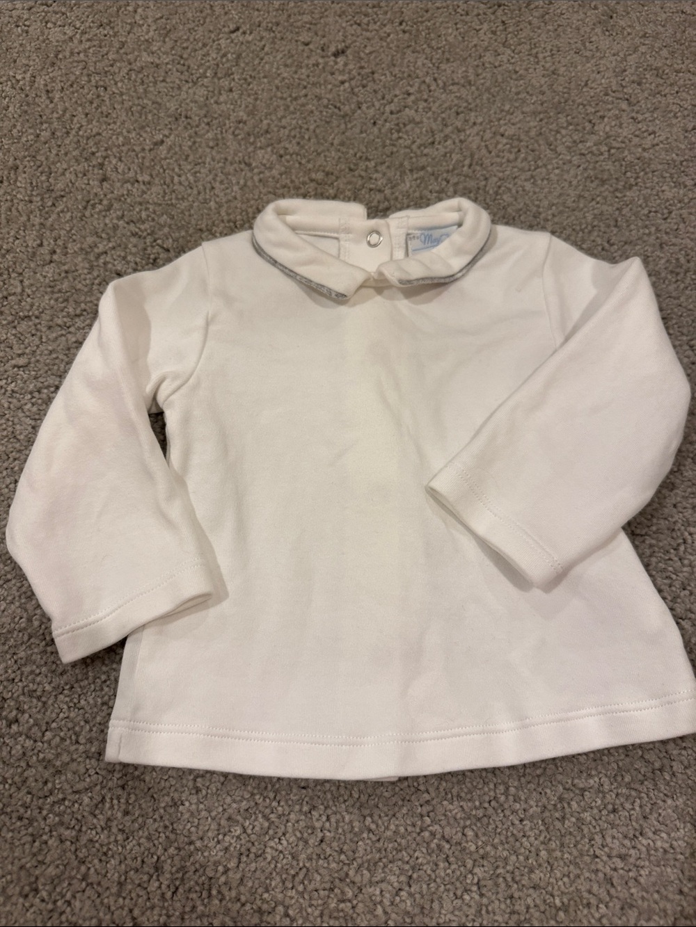 Mayoral Cream Long-Sleeve Top with Peter Pan Collar